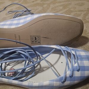 Dolce Vita Blue Checkered Lace-Up Flats